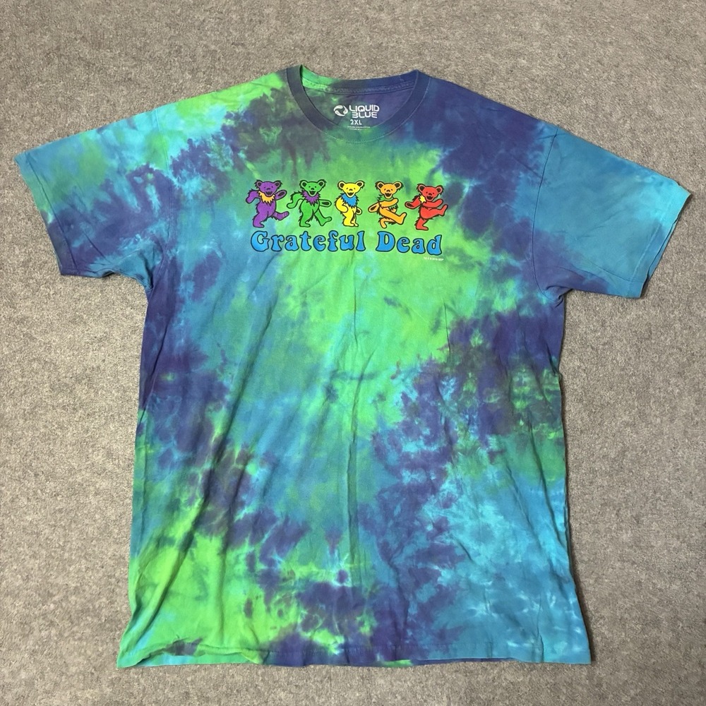 Liquid Blue Grateful Dead Dancing Bears Mens  2XL Tie Dye T Shirt Dead Head